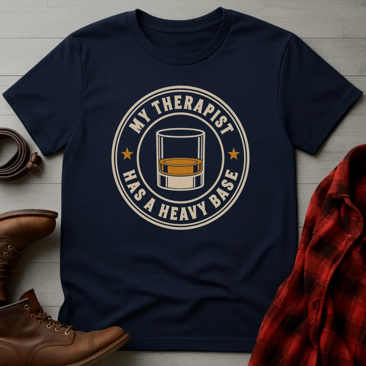 My Therapist Has a Heavy Base Whiskey T-Shirt