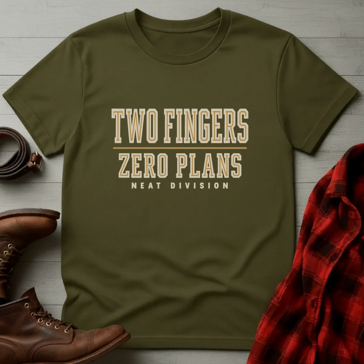 Two Fingers Zero Plans Whiskey T-Shirt