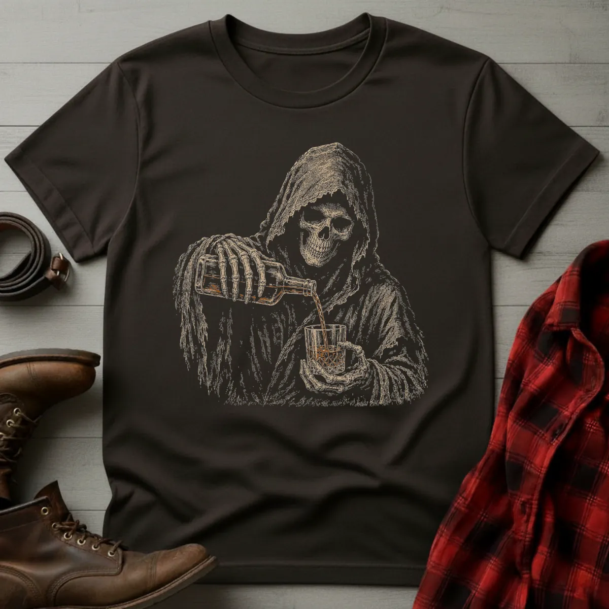 Grim Reaper Whiskey Pour T-Shirt