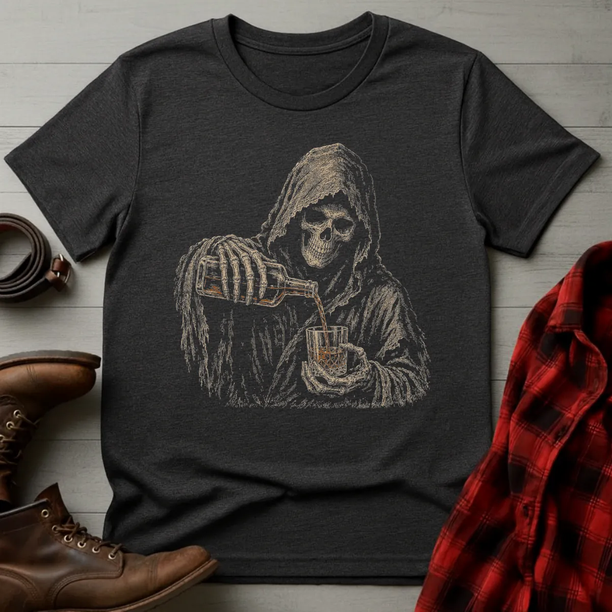 Grim Reaper Whiskey Pour T-Shirt