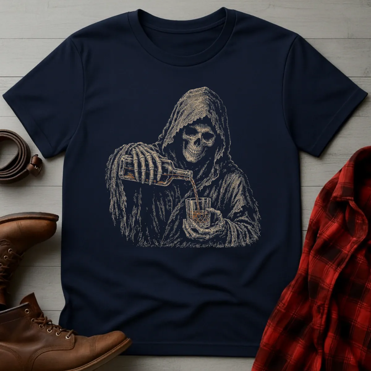 Grim Reaper Whiskey Pour T-Shirt