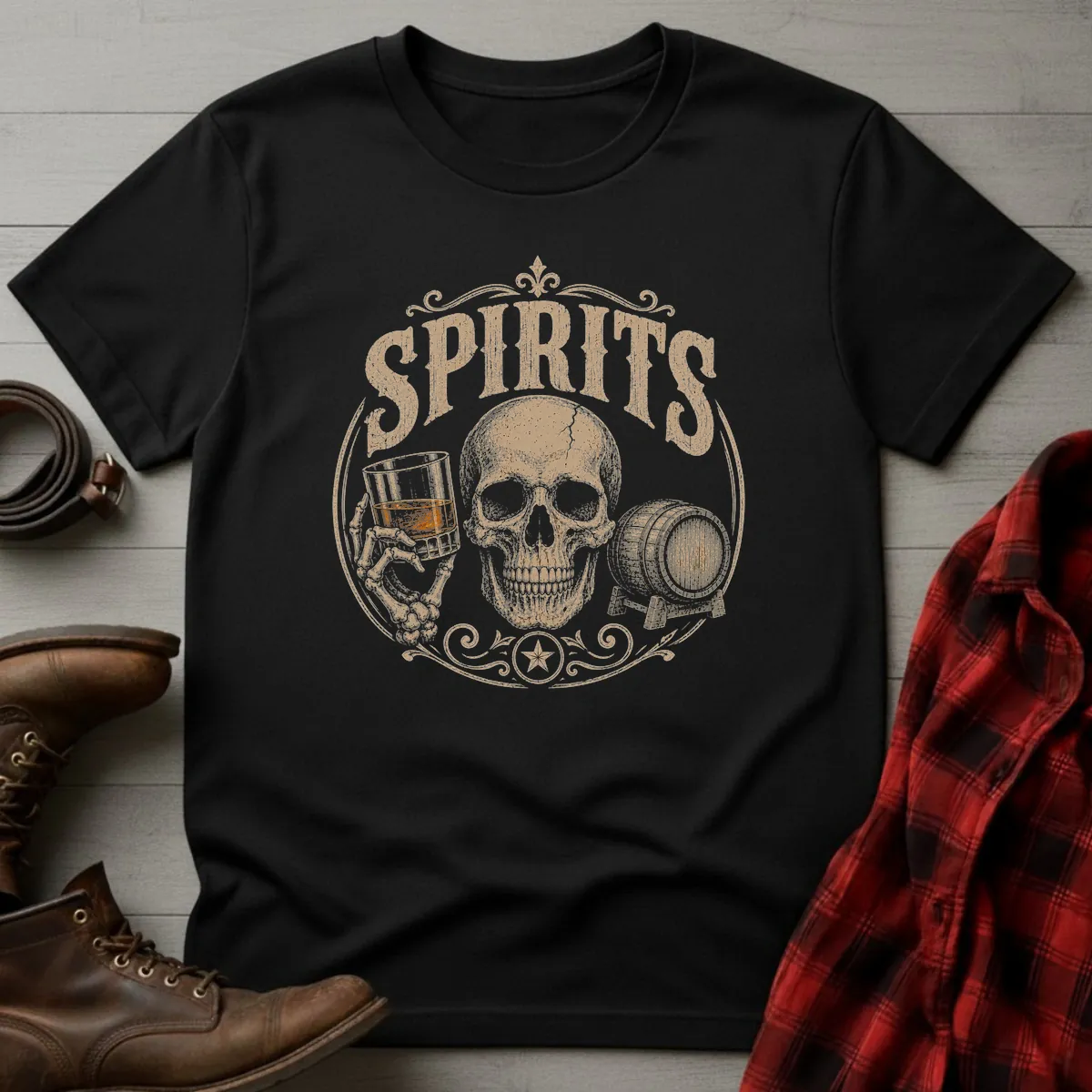 Spirits Skull Whiskey T-Shirt