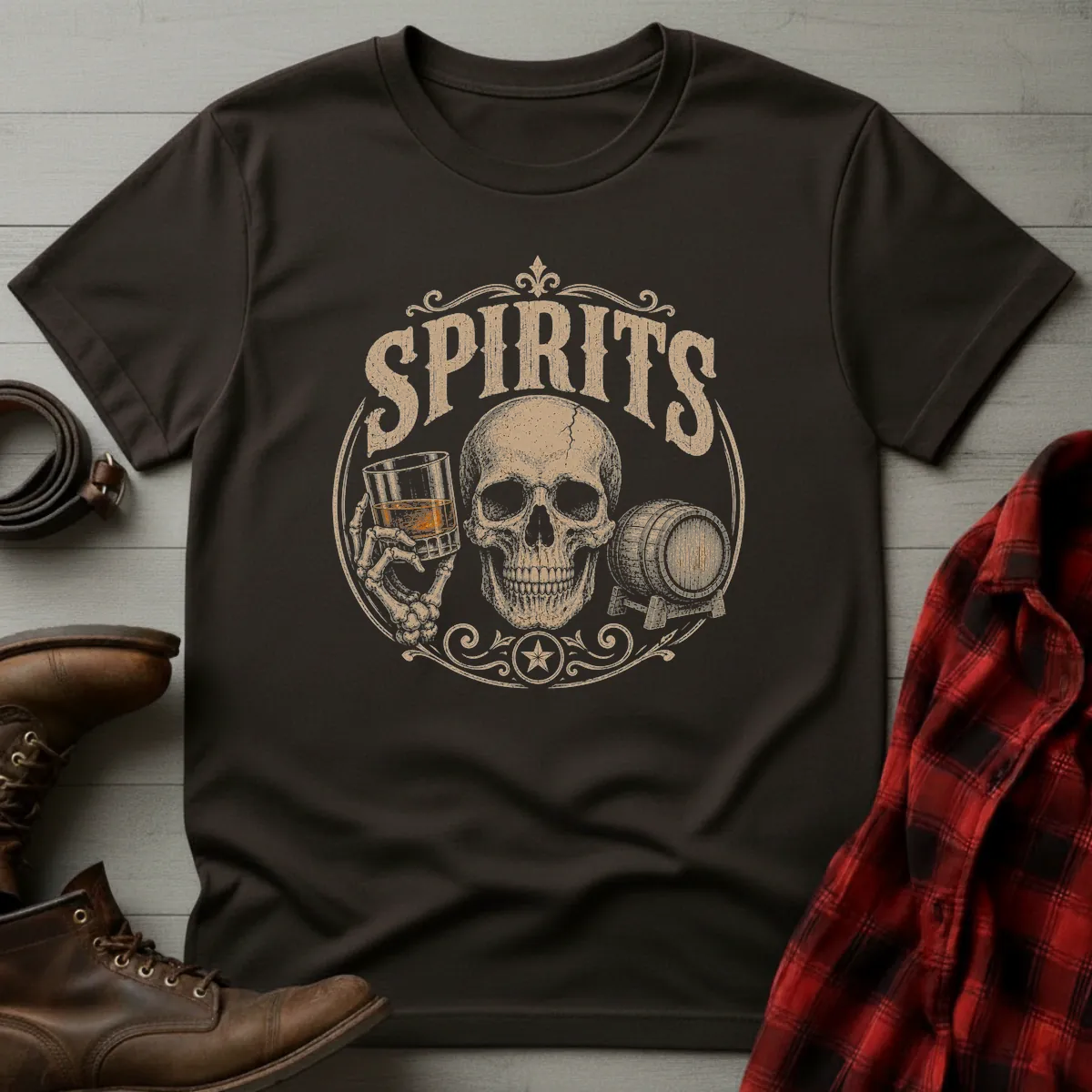 Spirits Skull Whiskey T-Shirt