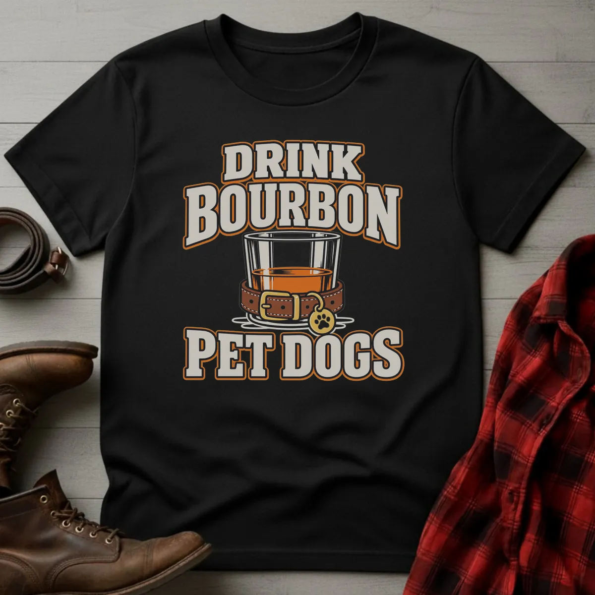 Drink Bourbon Pet Dogs Collar T-Shirt