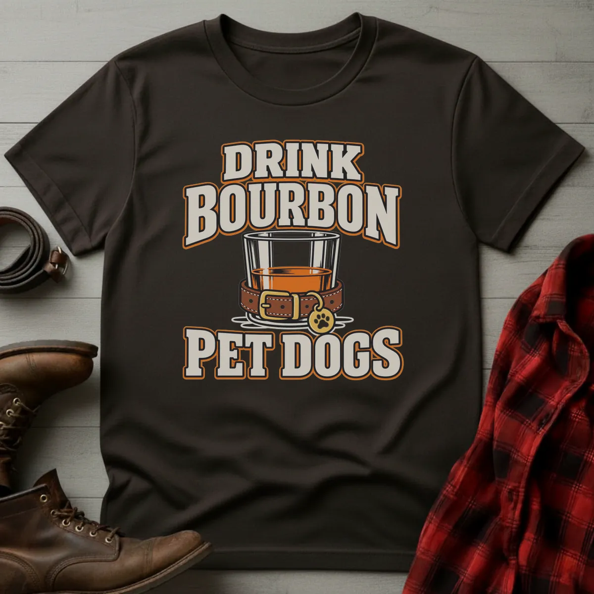 Drink Bourbon Pet Dogs Collar T-Shirt