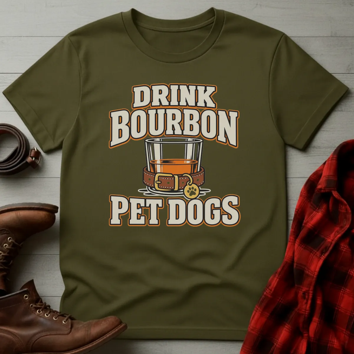 Drink Bourbon Pet Dogs Collar T-Shirt