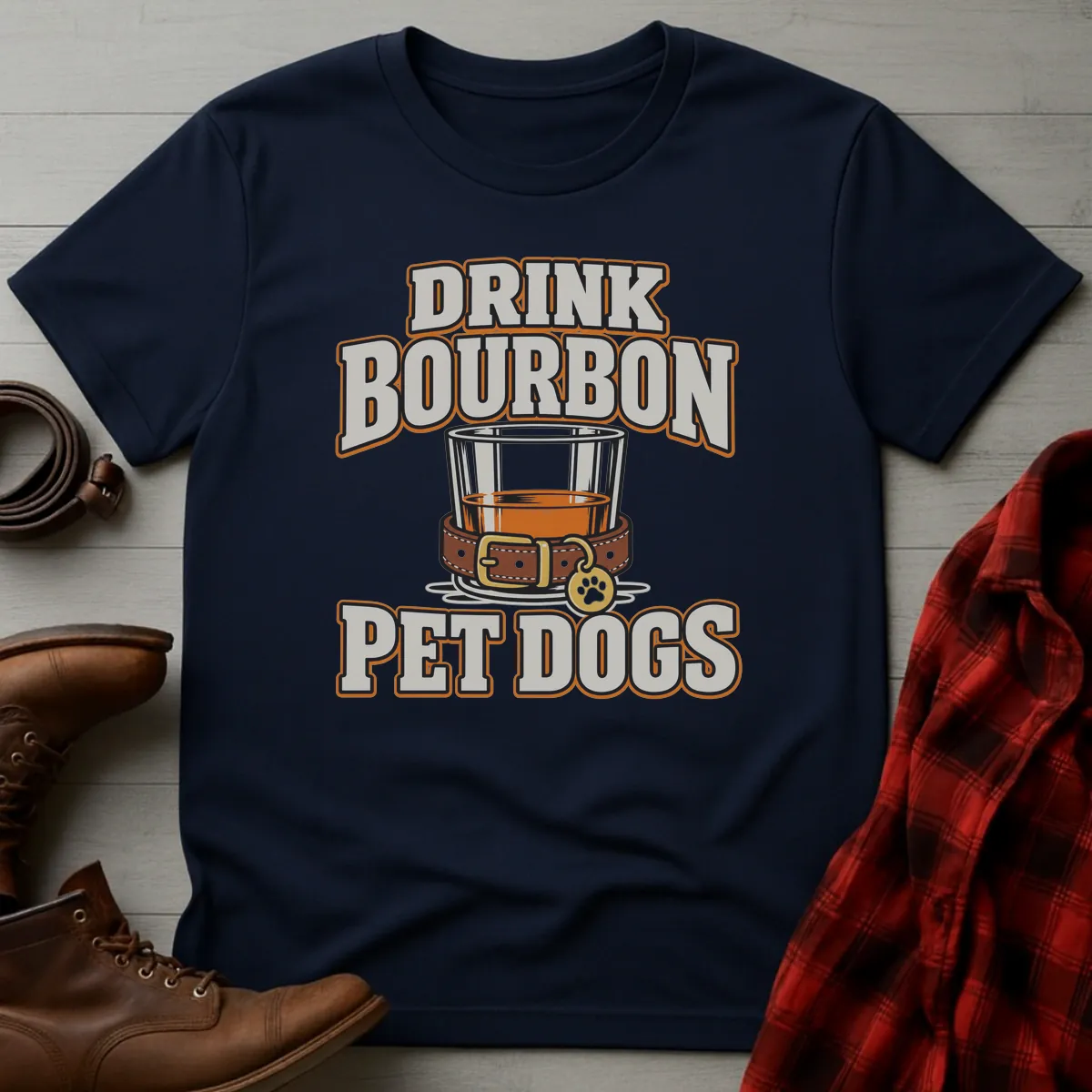 Drink Bourbon Pet Dogs Collar T-Shirt