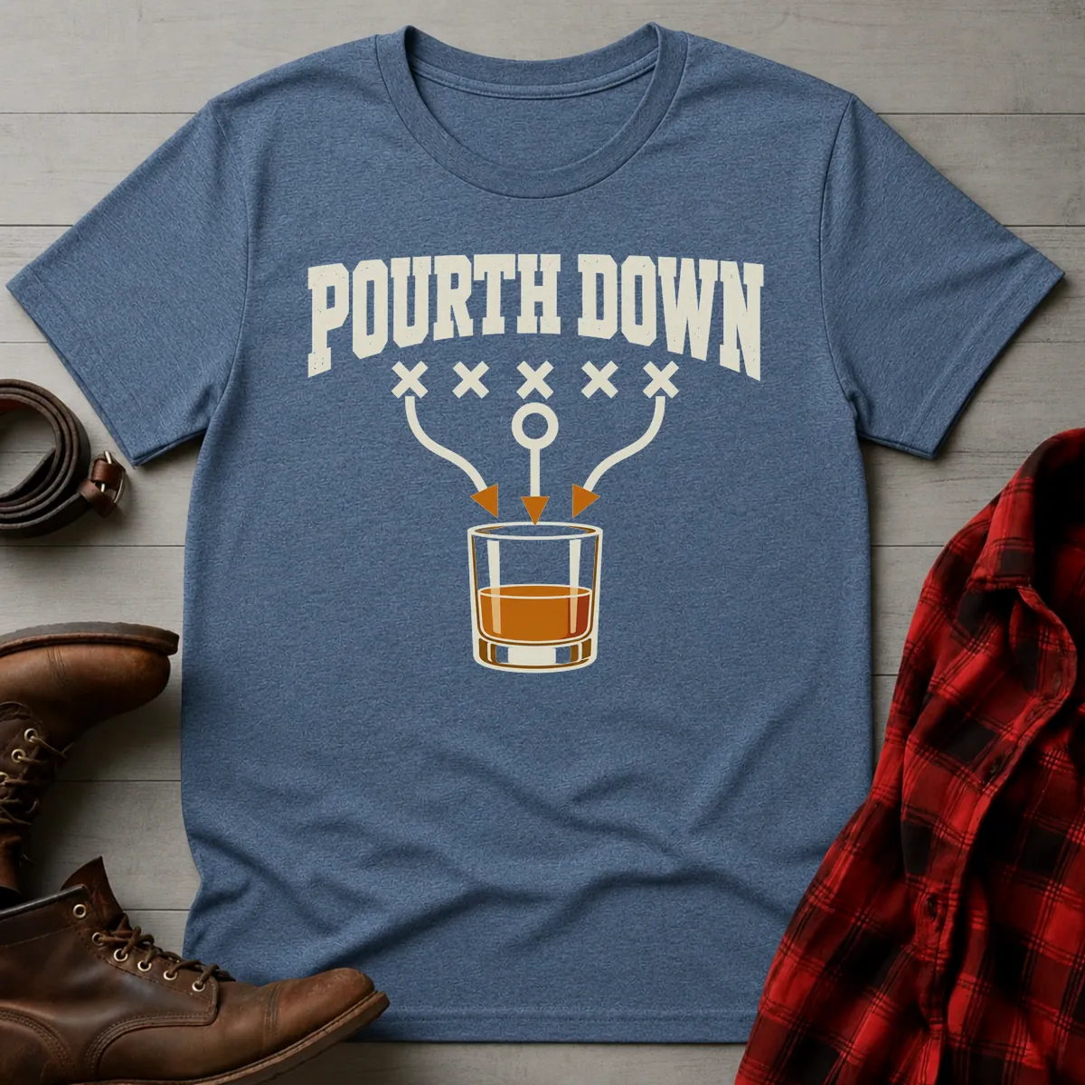 Pourth Down Playbook Bourbon Football T-Shirt