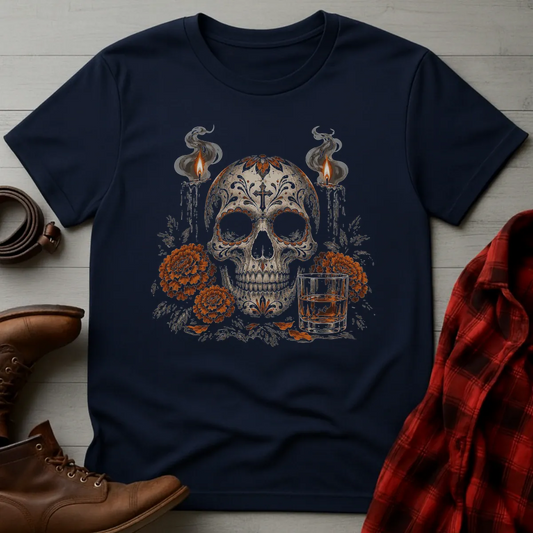 Day of the Dead Whiskey Skull T-Shirt