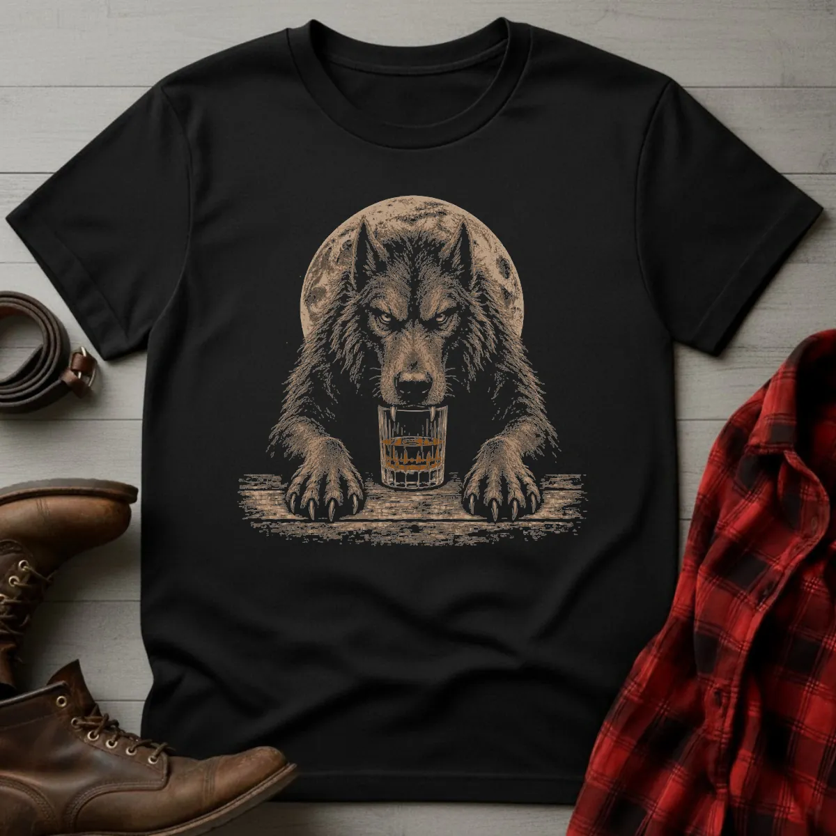 Whiskey Werewolf Full Moon T-Shirt