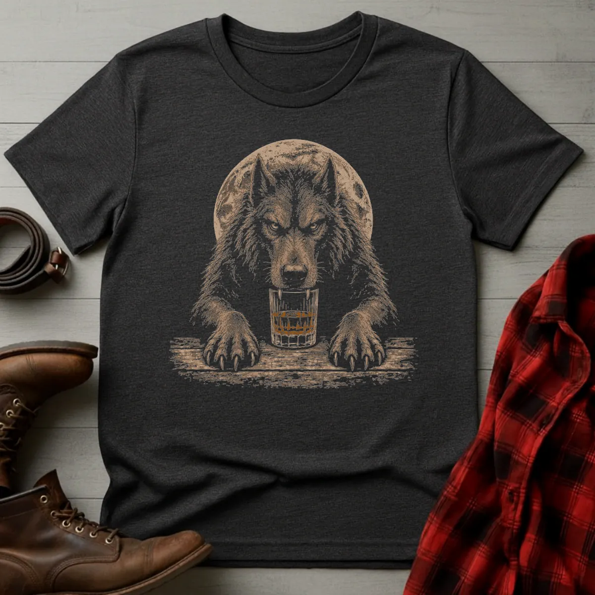 Whiskey Werewolf Full Moon T-Shirt