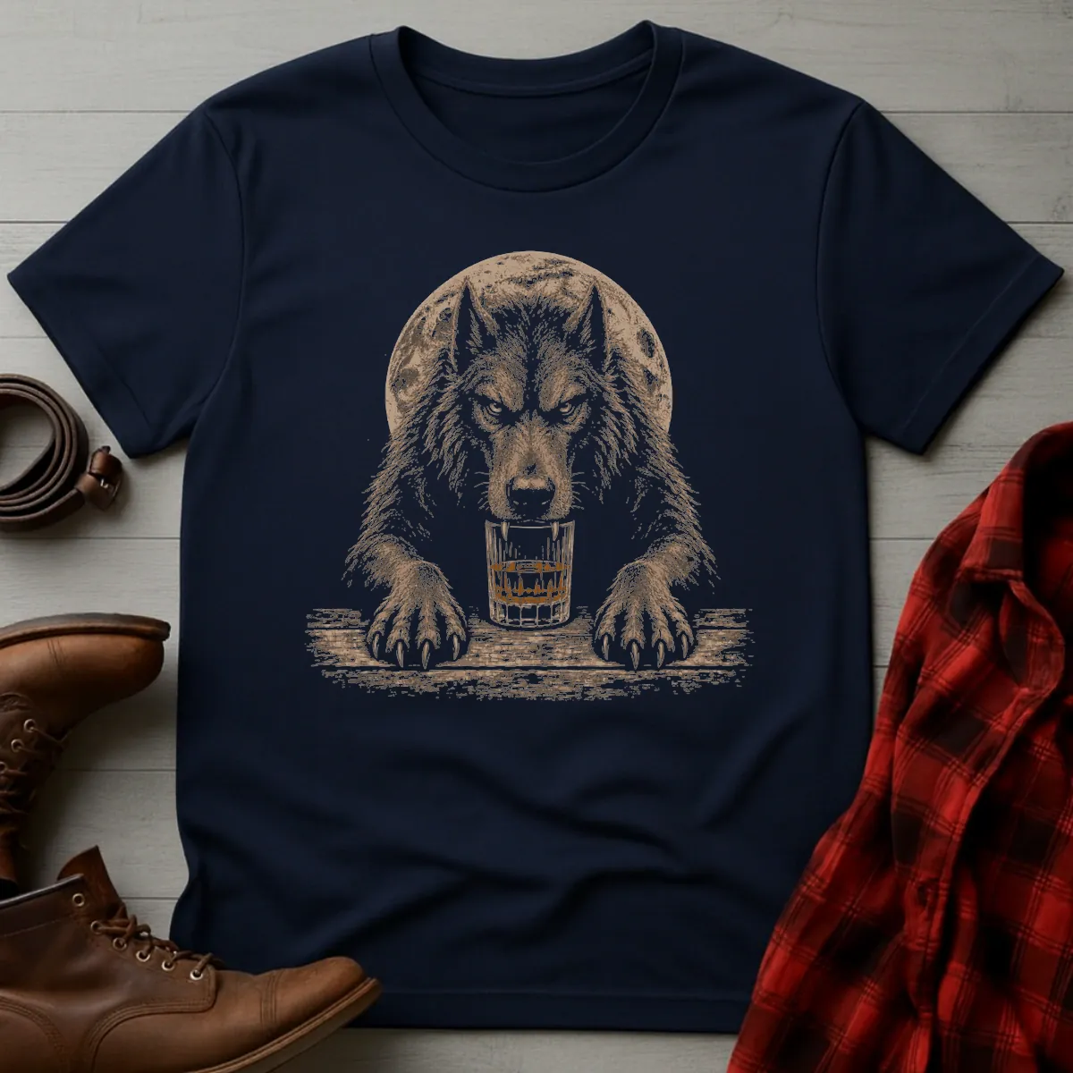 Whiskey Werewolf Full Moon T-Shirt