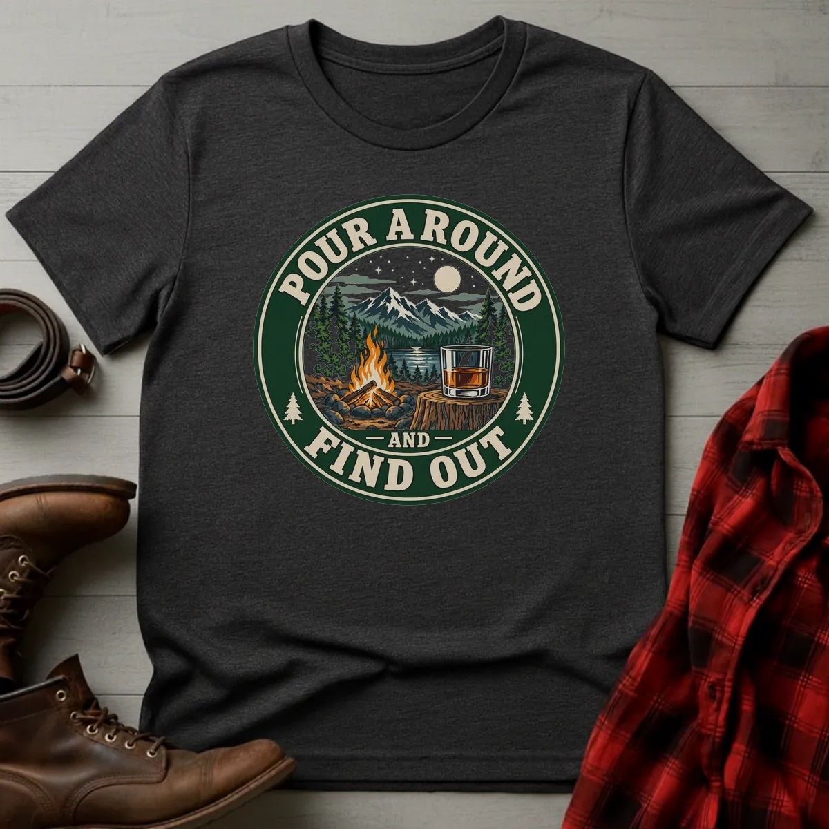 Pour A Round Campfire Whiskey T-Shirt