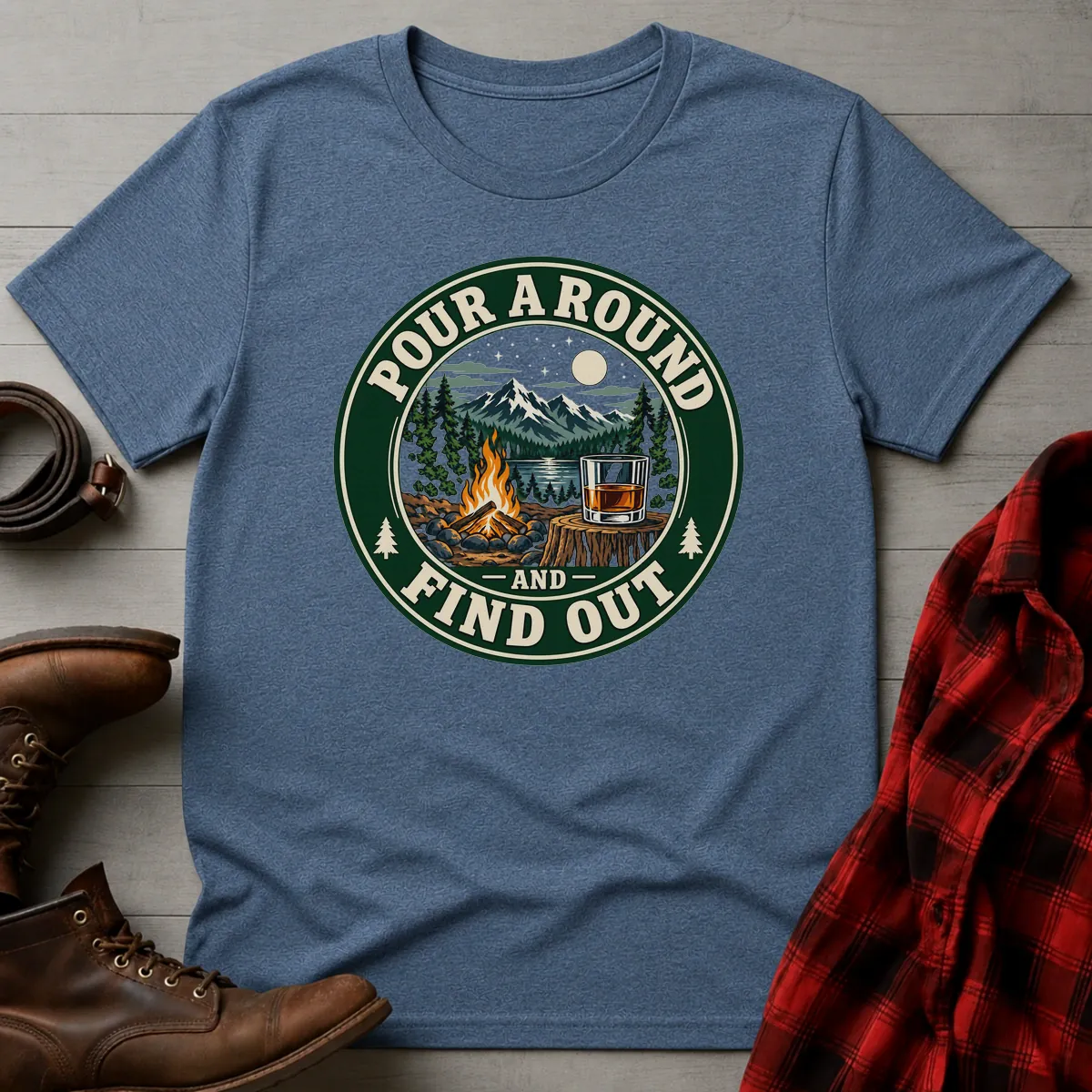 Pour A Round Campfire Whiskey T-Shirt