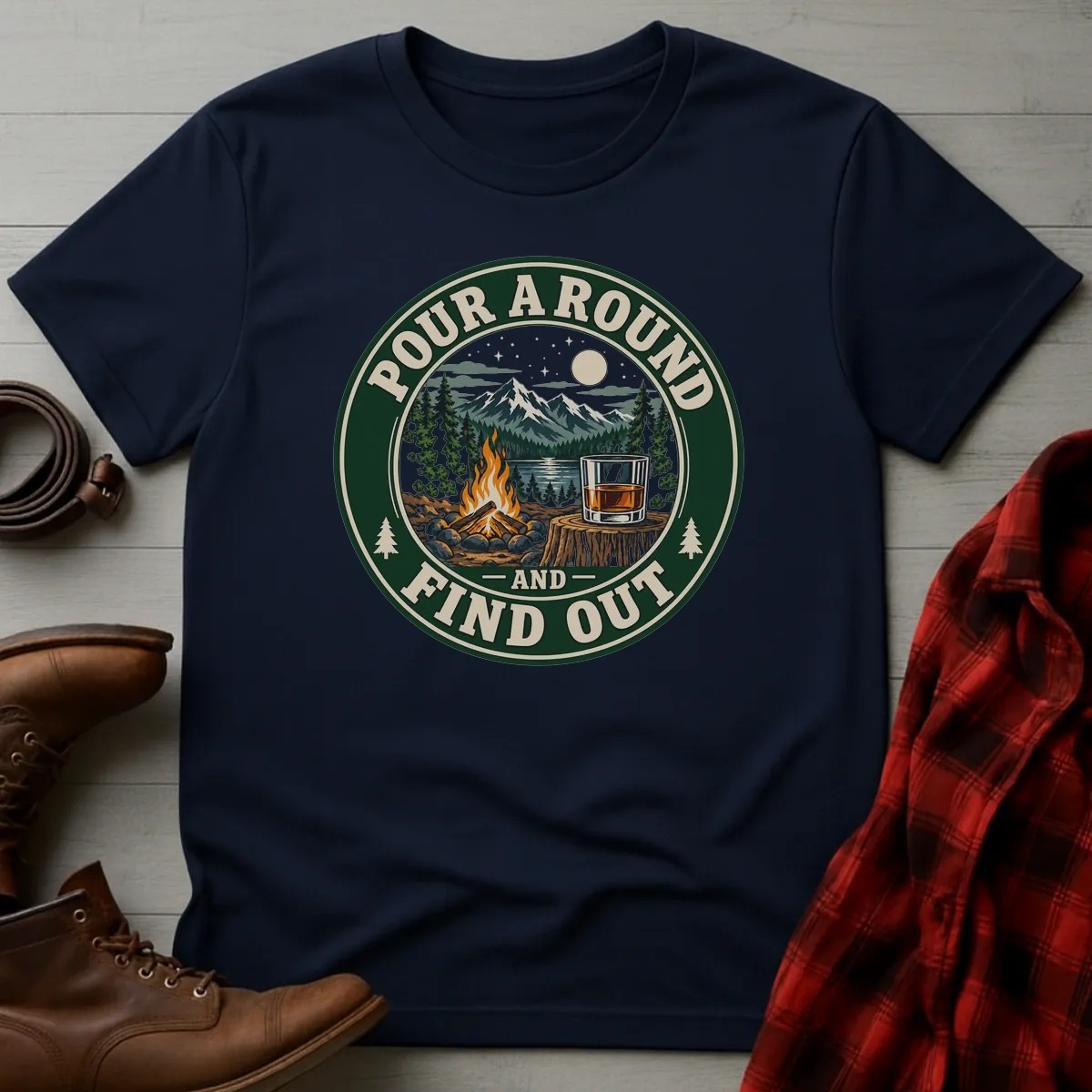 Pour A Round Campfire Whiskey T-Shirt