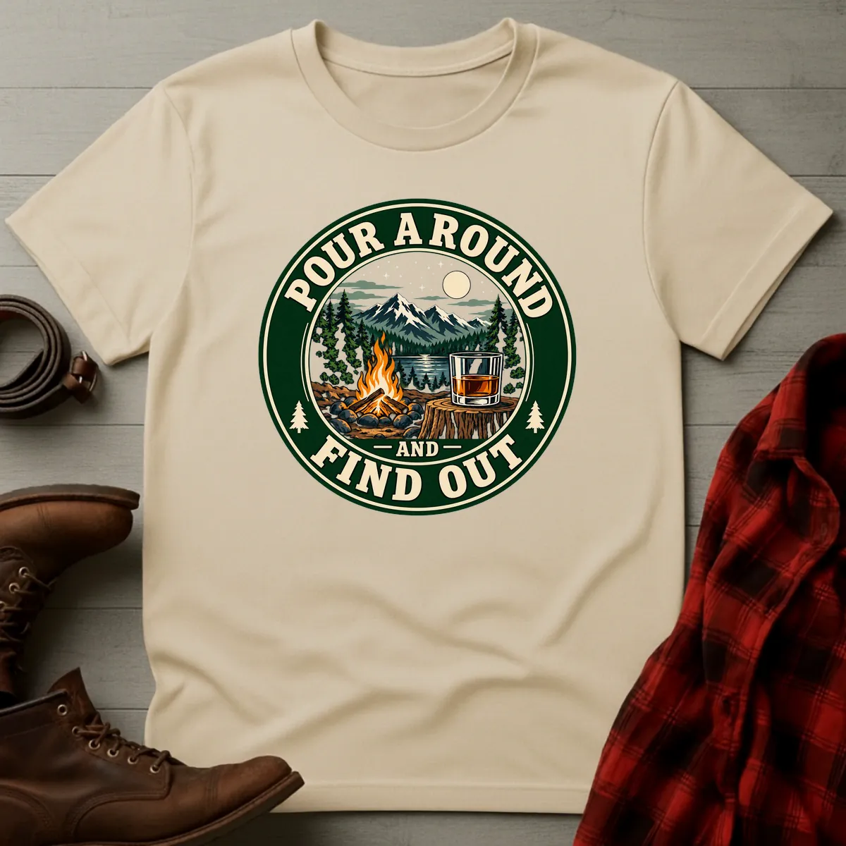 Pour A Round Campfire Whiskey T-Shirt