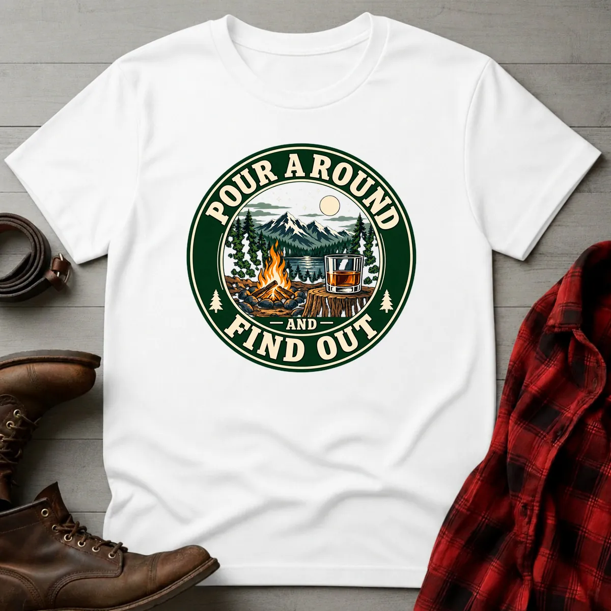 Pour A Round Campfire Whiskey T-Shirt