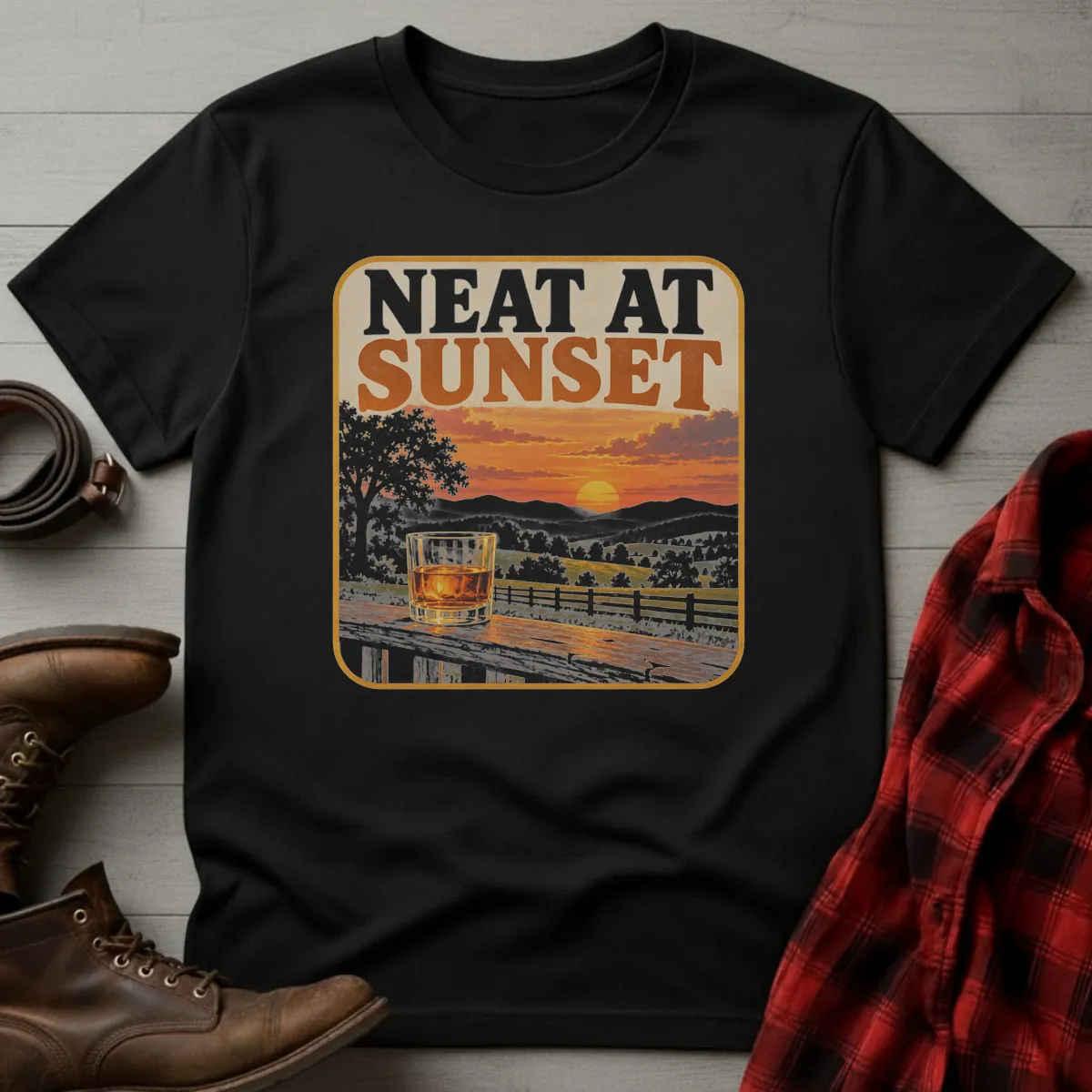 Neat at Sunset Bourbon T-Shirt