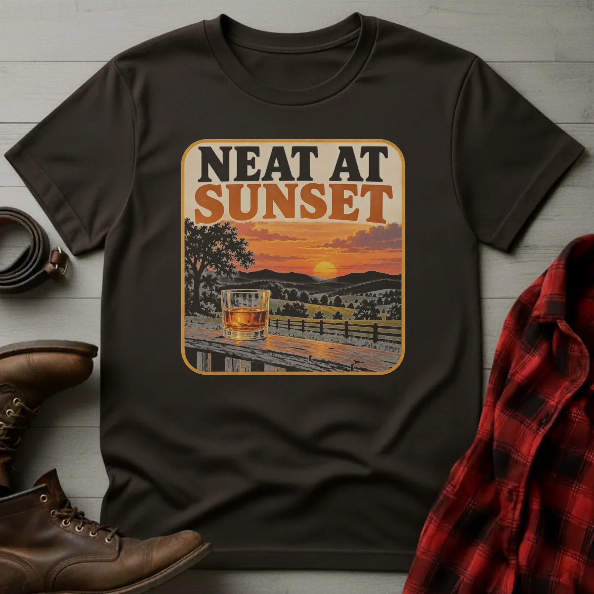 Neat at Sunset Bourbon T-Shirt