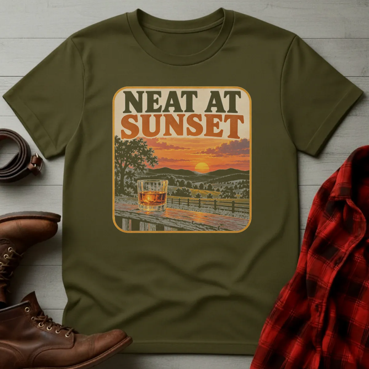 Neat at Sunset Bourbon T-Shirt