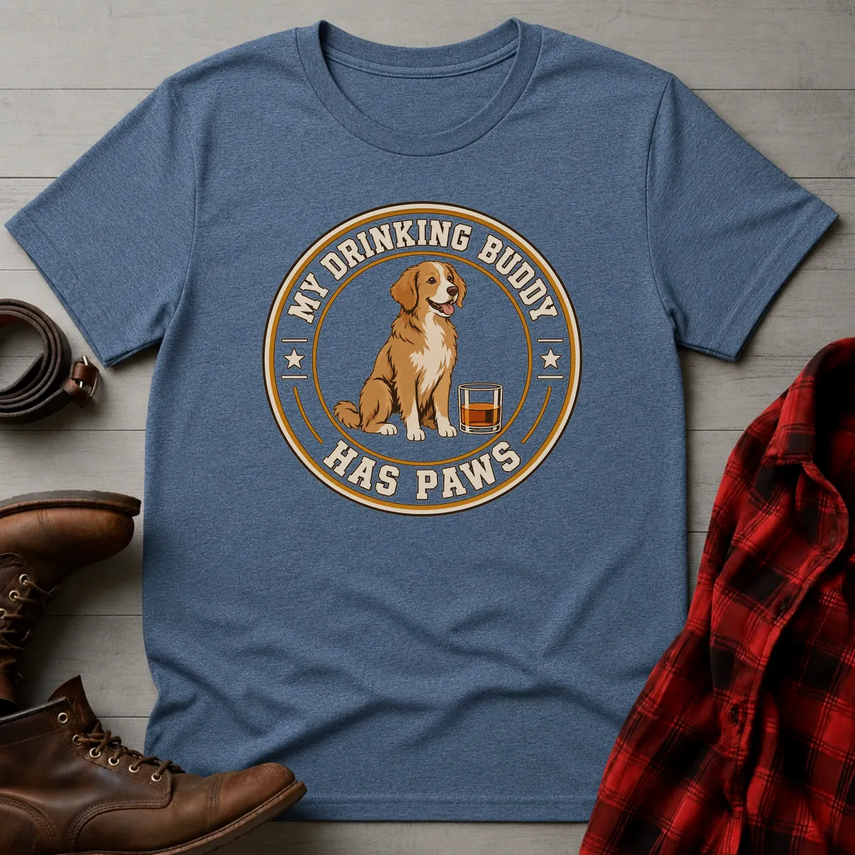 My Drinking Buddy Has Paws Whiskey T-Shirt