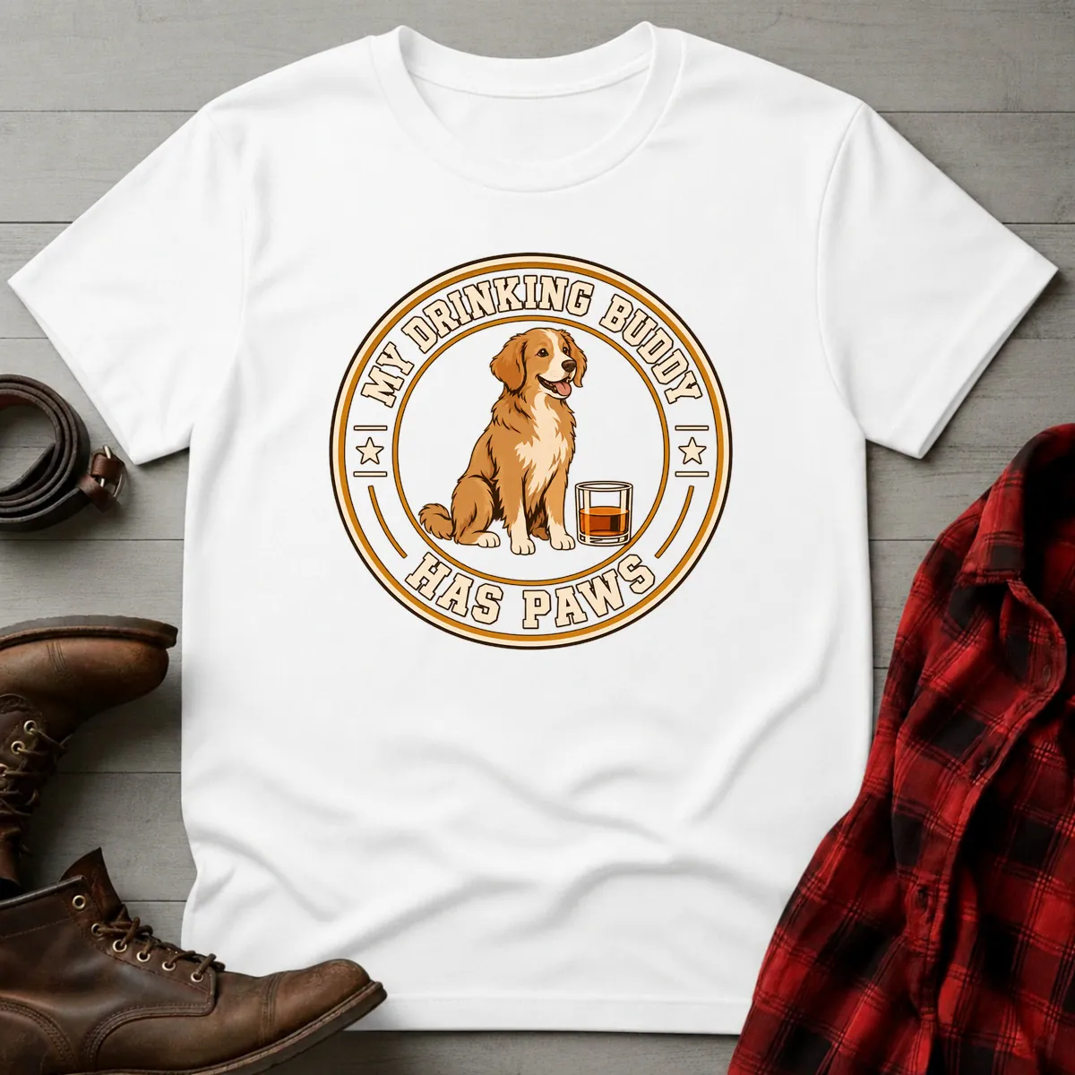 My Drinking Buddy Has Paws Whiskey T-Shirt
