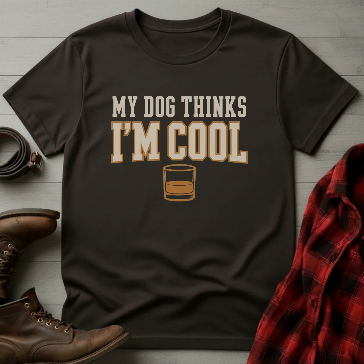 My Dog Thinks I'm Cool Whiskey T-Shirt