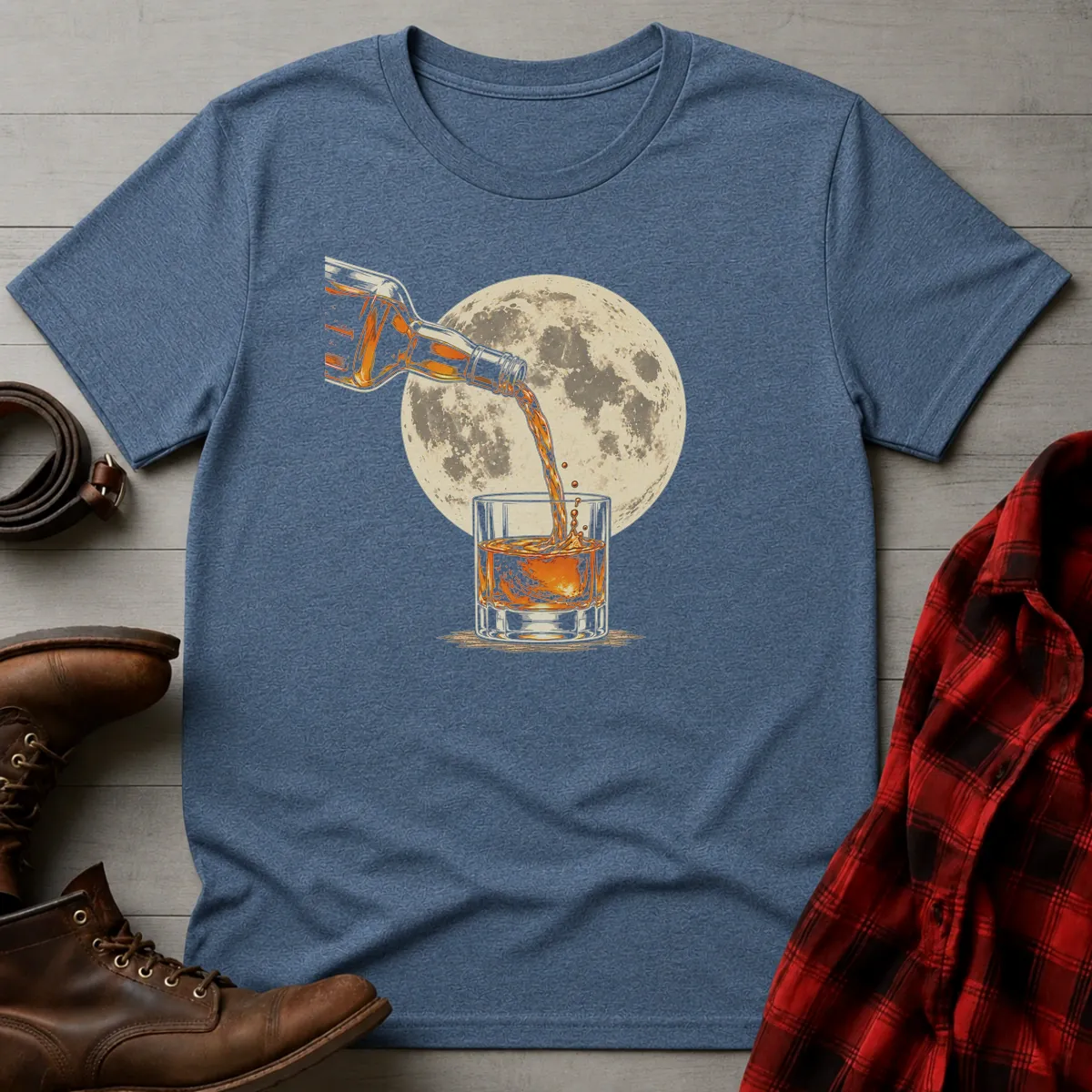 Full Moon Whiskey Pour T-Shirt