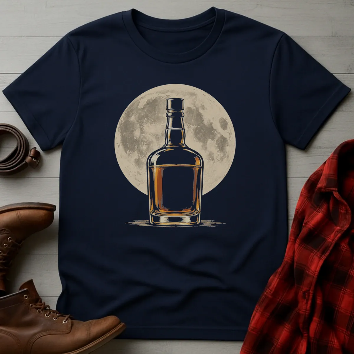 Full Moon Whiskey Bottle T-Shirt