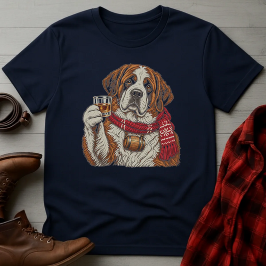 Winter Whiskey Dog Saint Bernard T-Shirt