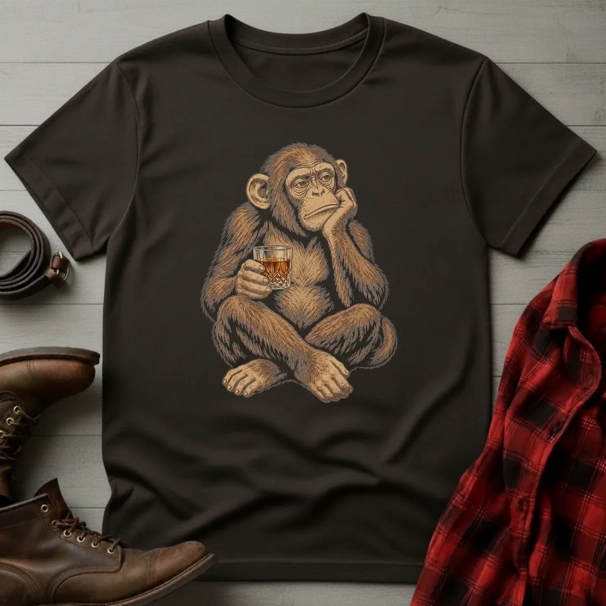 Thinking Chimp Whiskey T-Shirt