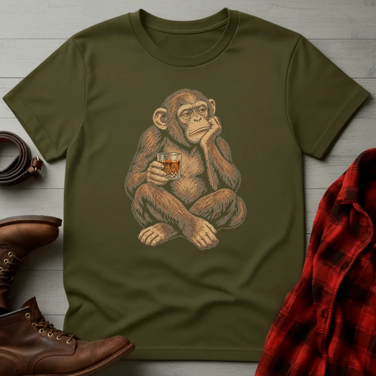Thinking Chimp Whiskey T-Shirt