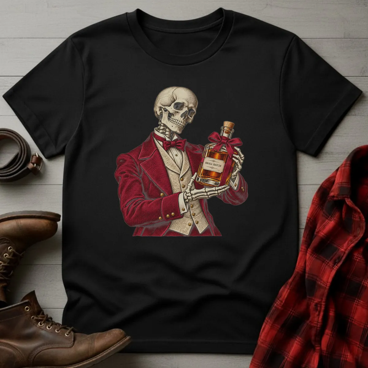 Skeleton Gentleman Whiskey Gift T-Shirt