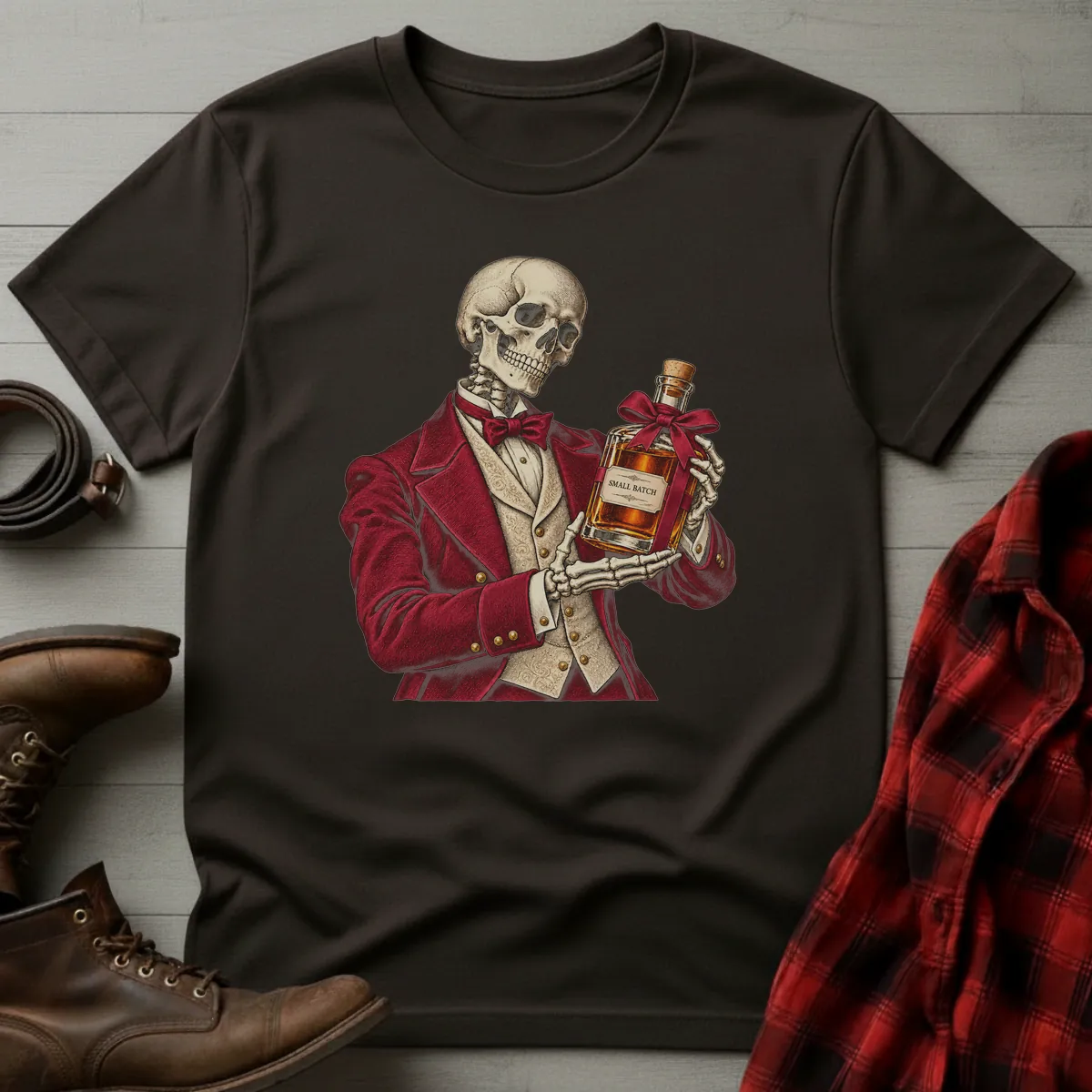Skeleton Gentleman Whiskey Gift T-Shirt