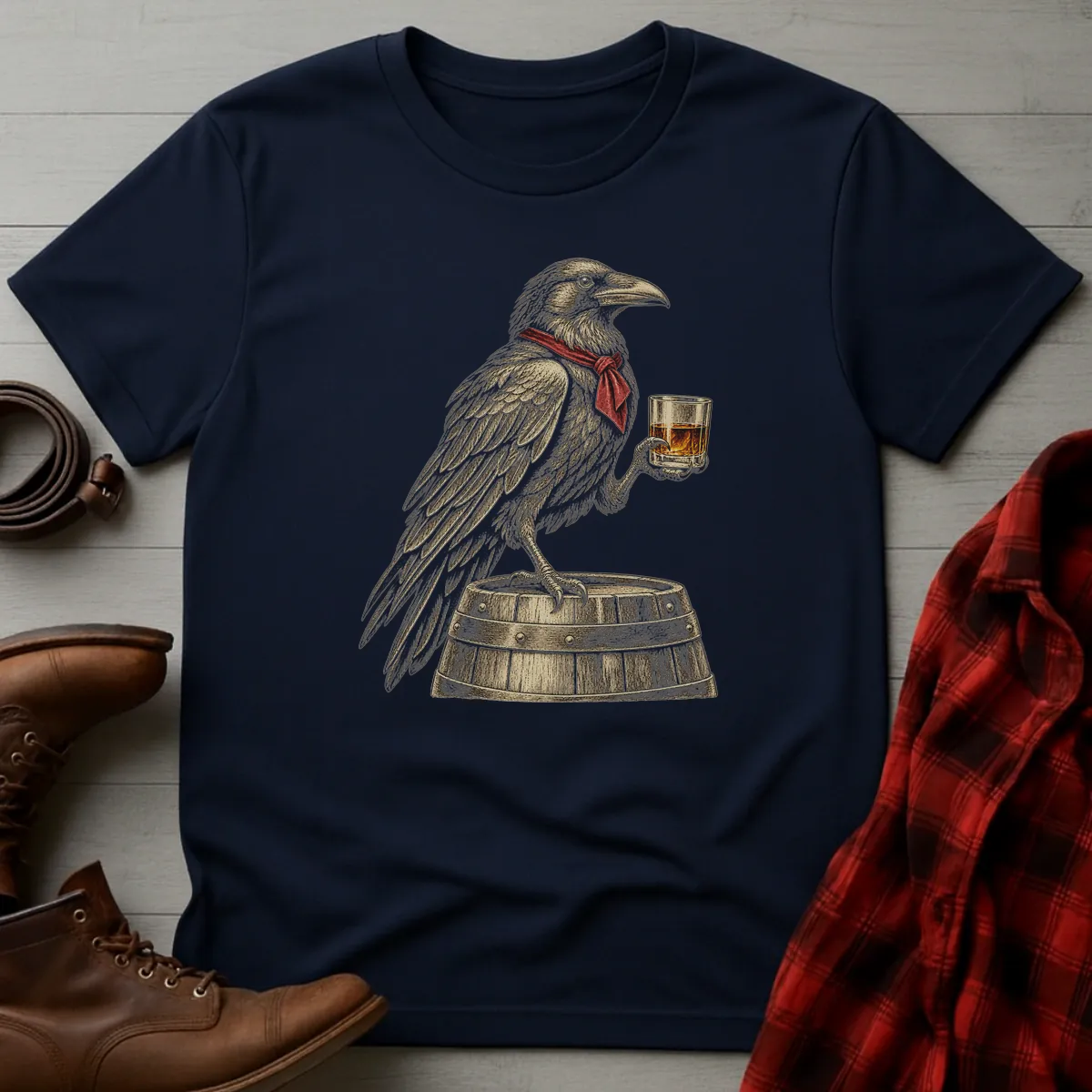 Gothic Raven Whiskey Toast T-Shirt