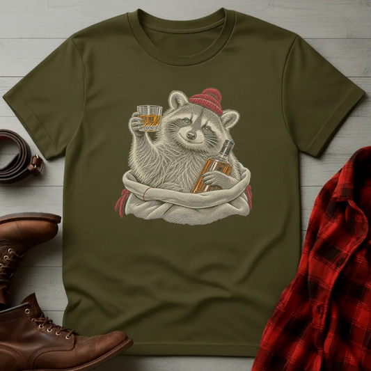Winter Raccoon Whiskey Toast T-Shirt