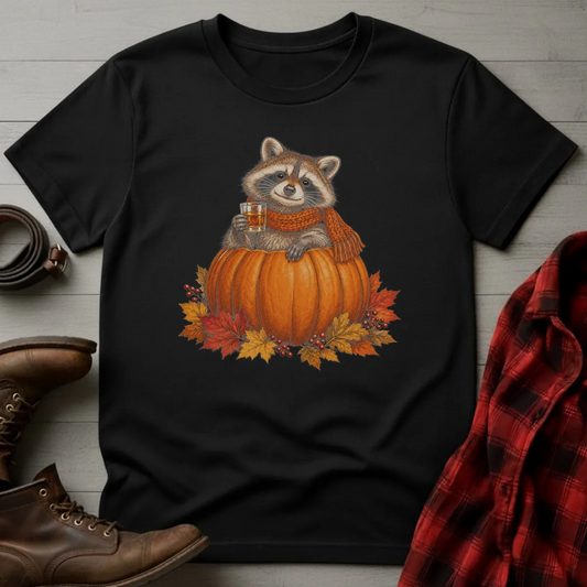 Autumn Raccoon Whiskey Toast T-Shirt