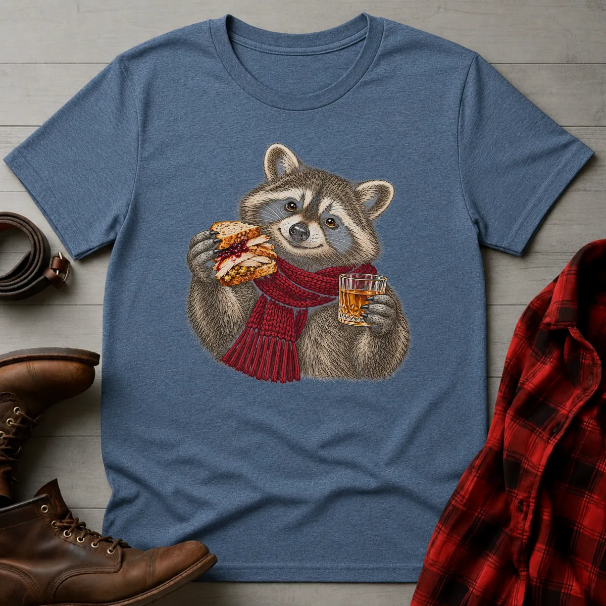 Thanksgiving Raccoon Whiskey Toast T-Shirt