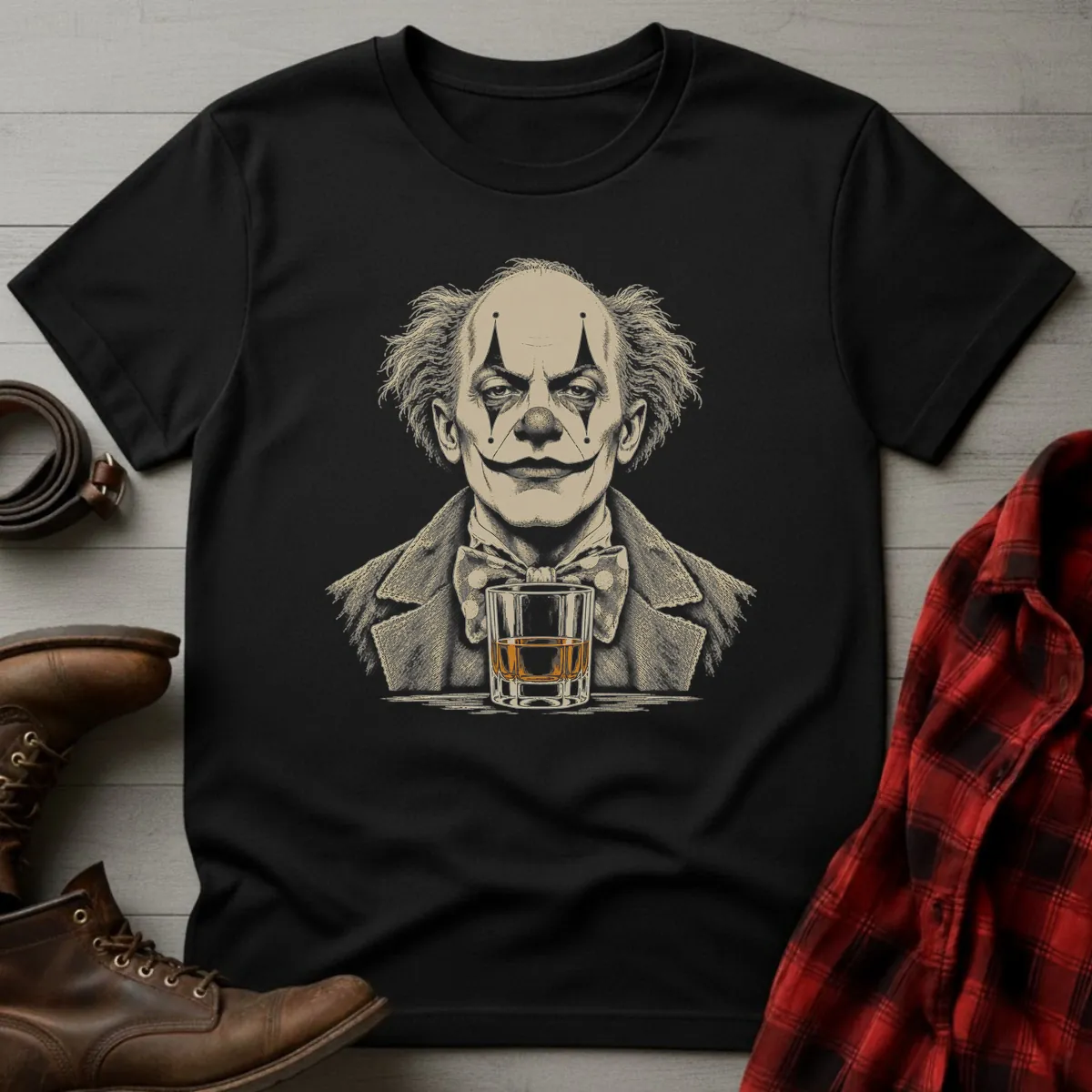 Clown Whiskey Portrait T-Shirt