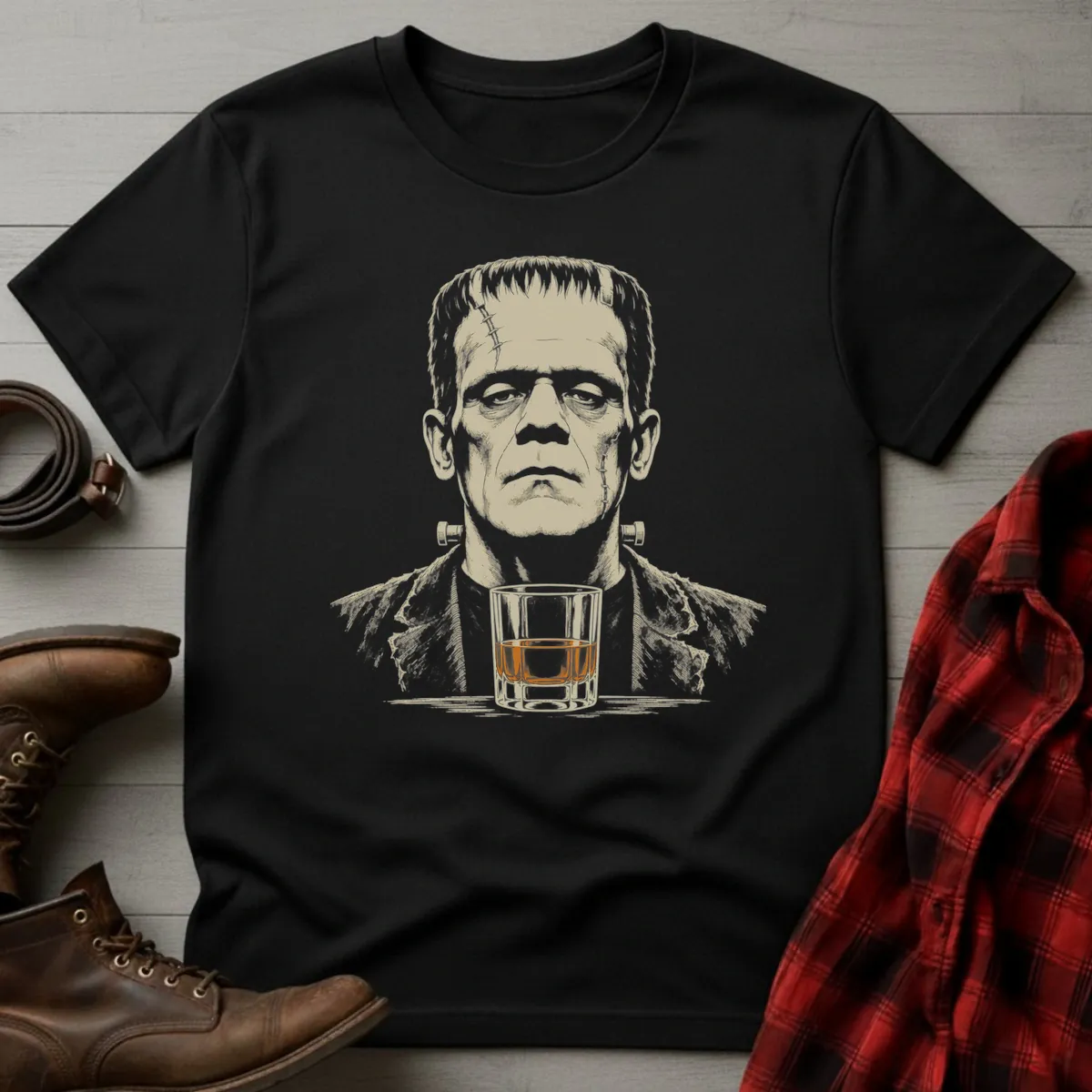 Frankenstein Whiskey Portrait T-Shirt