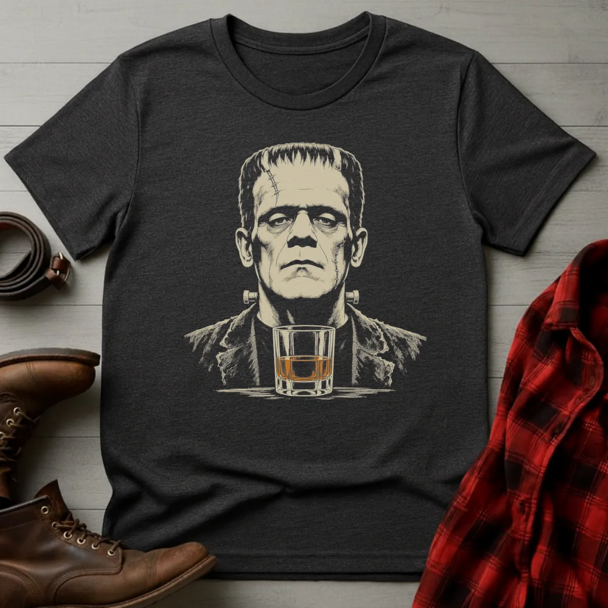 Frankenstein Whiskey Portrait T-Shirt