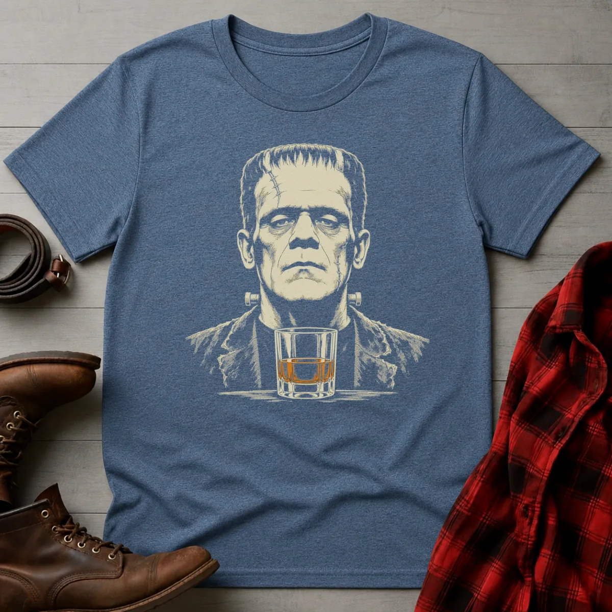 Frankenstein Whiskey Portrait T-Shirt