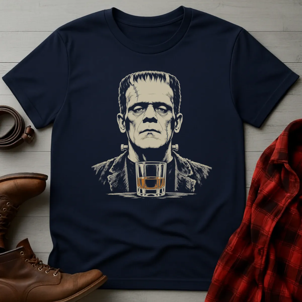 Frankenstein Whiskey Portrait T-Shirt