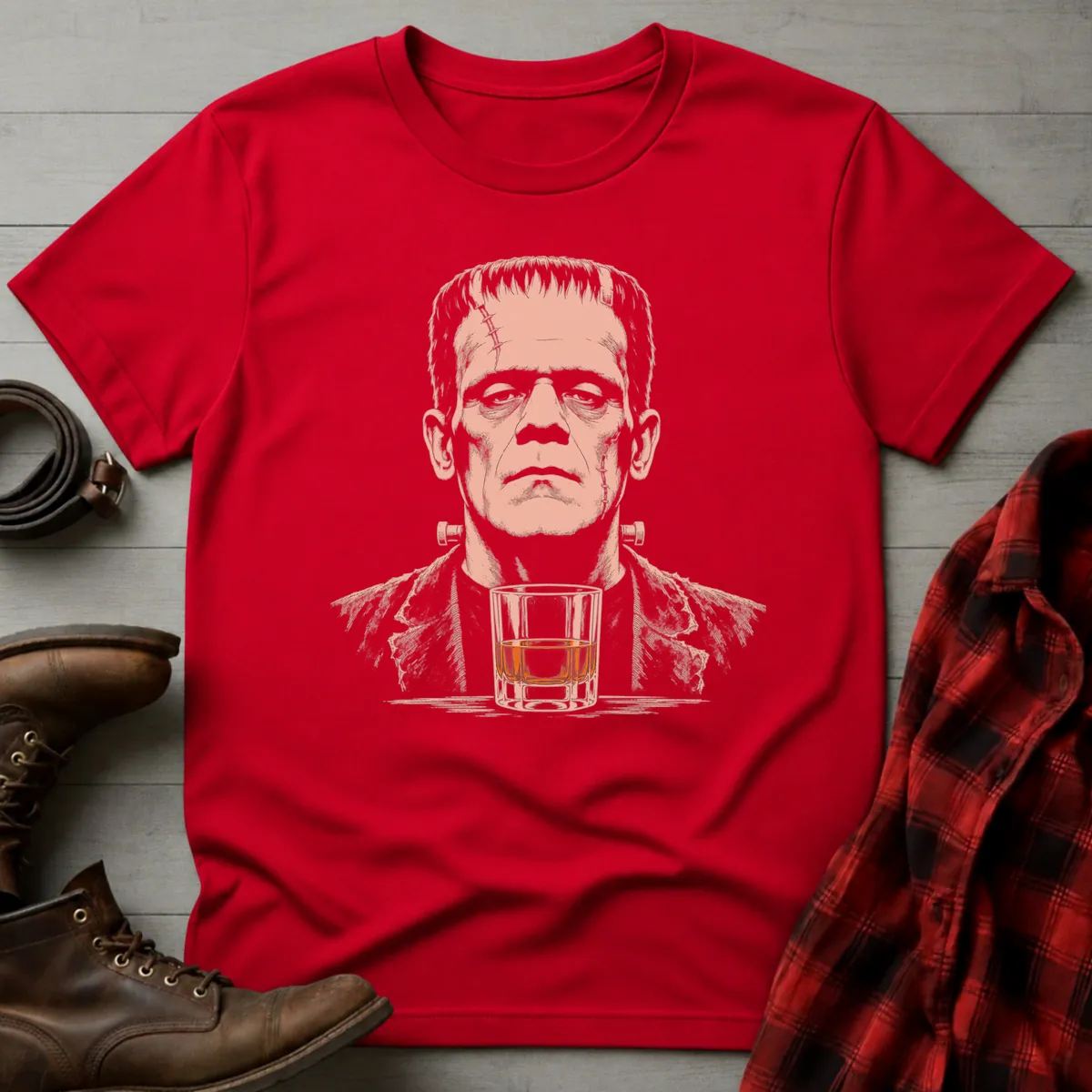 Frankenstein Whiskey Portrait T-Shirt
