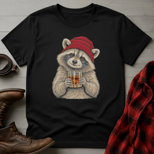 Cozy Raccoon Whiskey Toast T-Shirt
