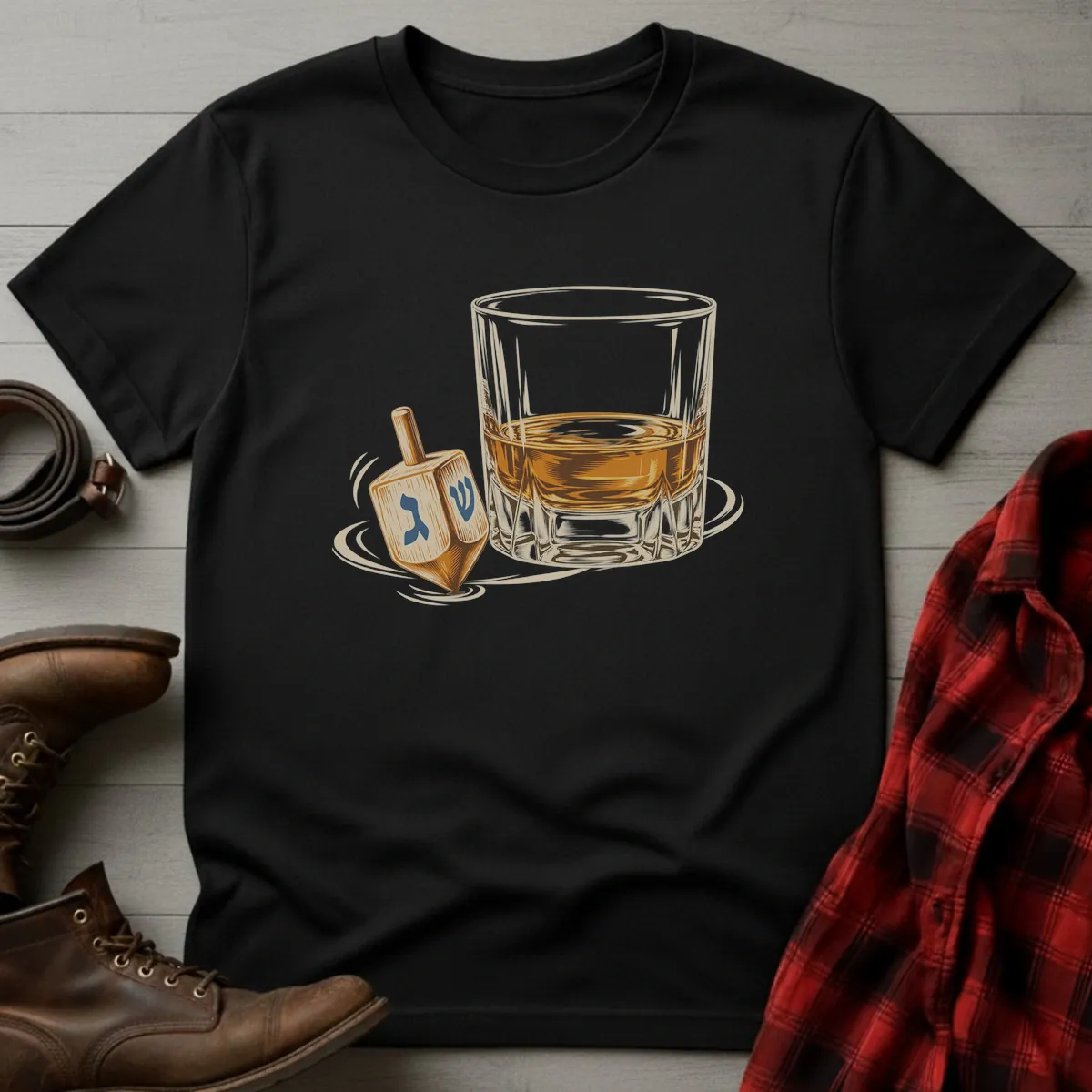 Hanukkah Dreidel Whiskey T-Shirt