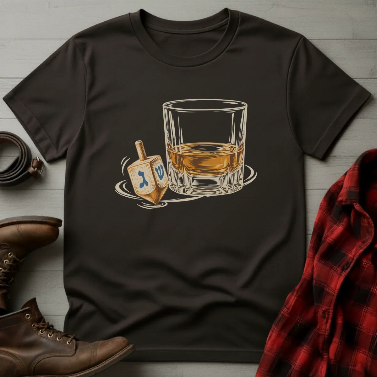 Hanukkah Dreidel Whiskey T-Shirt