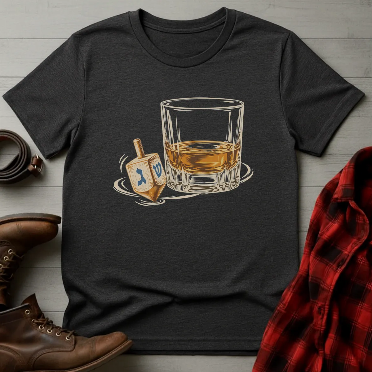 Hanukkah Dreidel Whiskey T-Shirt