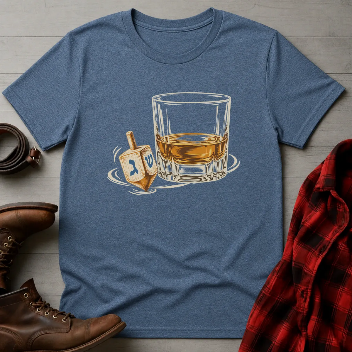 Hanukkah Dreidel Whiskey T-Shirt