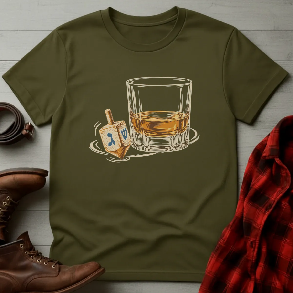 Hanukkah Dreidel Whiskey T-Shirt